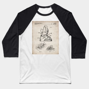 Ski Boots Patent - Skier Ski Lodge Chalet Art - Antique Baseball T-Shirt